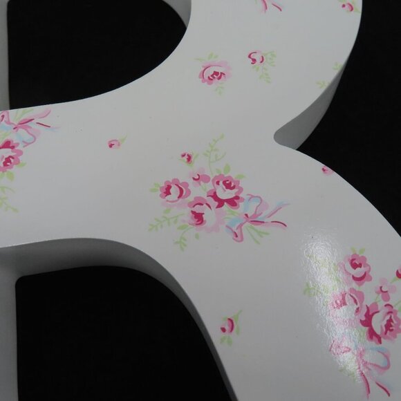 Simply Shabby Chic R Letter Initial Pink Rose Flower Print Wall Hanging Decor - Picture 3 of 8